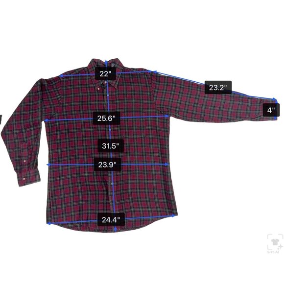Lands’ End Men’s Red Plaid Cotton Long Sleeve Button-Down Shirt Size L - Picture 7 of 8